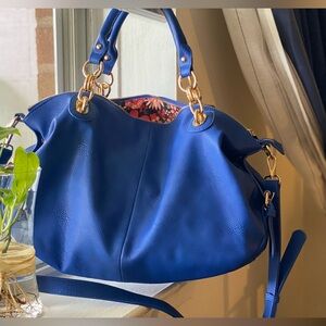 Moda Luxe Royal Blue Leather Hobo Bag